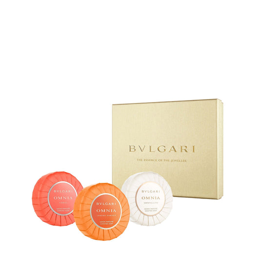 BVLGARI Omnia Collection Soap Set 3 x 50 GR on a white background